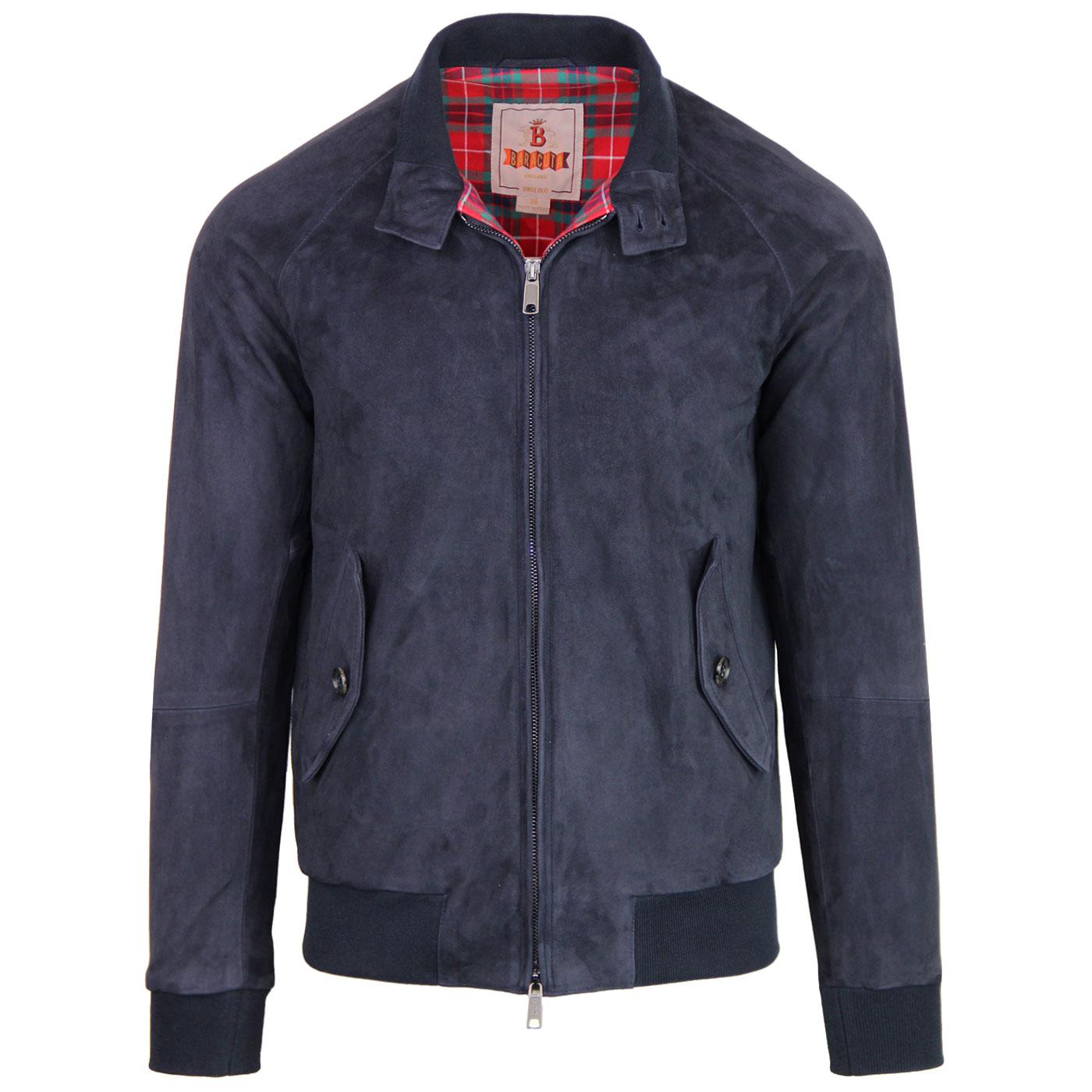 BARACUTA G9 Suede Retro Mod Harrington Jacket Deep Blue