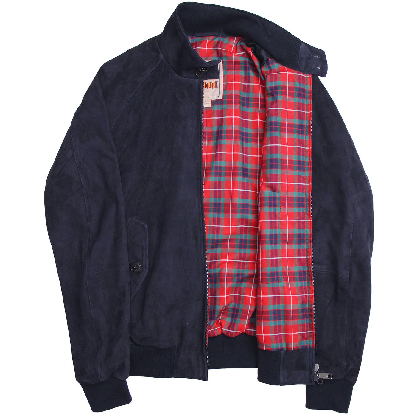 BARACUTA G9 Suede Retro Mod Harrington Jacket Deep Blue