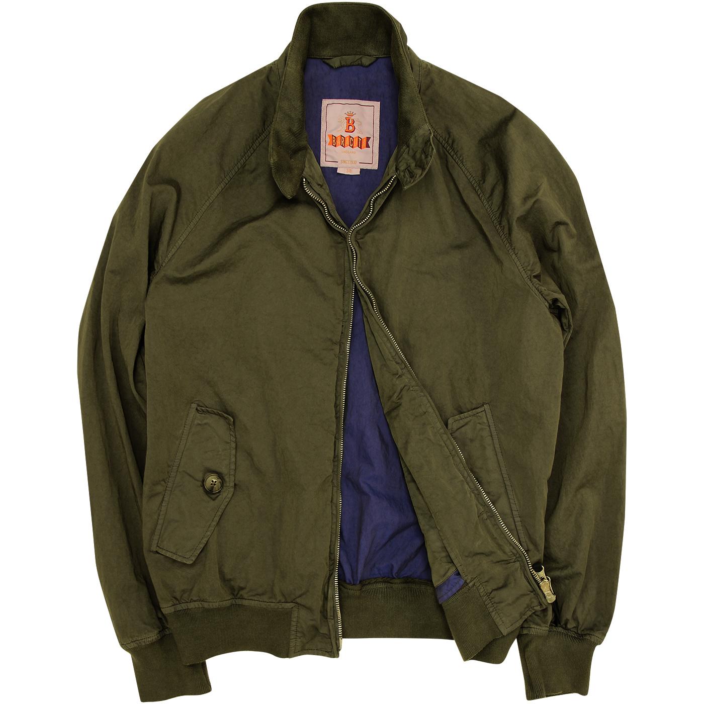 BARACUTA G9 Authentic Fit Sateen Harrington Jacket in Bark