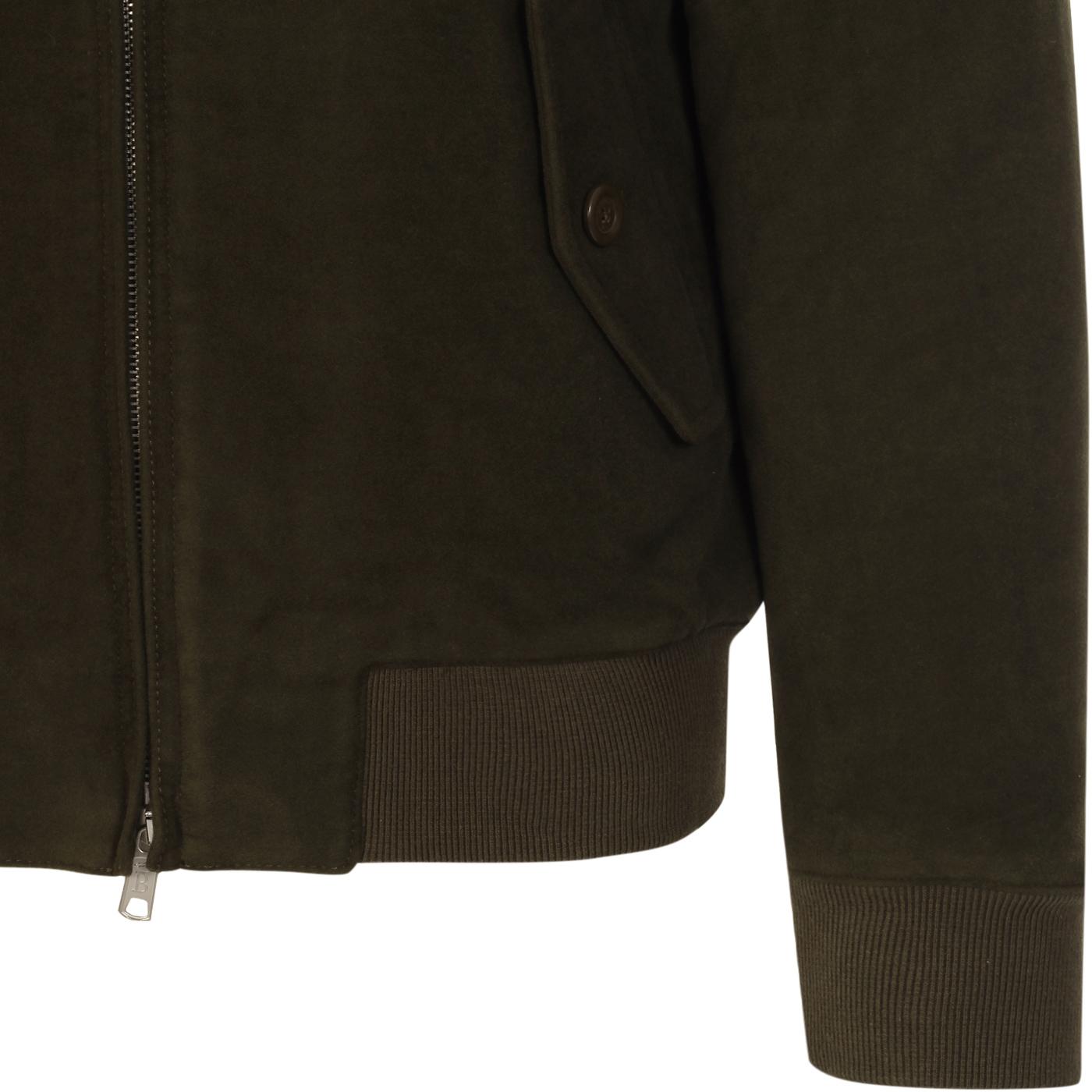 BARACUTA G9 Moleskin 60s Mod Harrington Jacket in Forest