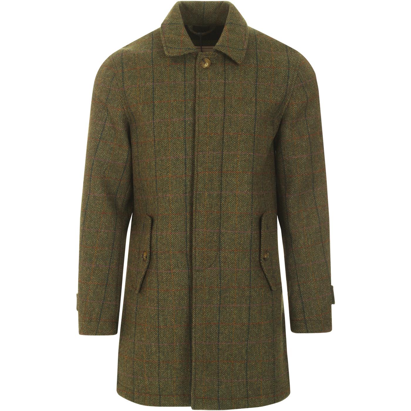 BARACUTA G10 Authentic Fit Tech Shetland Tartan Coat Green