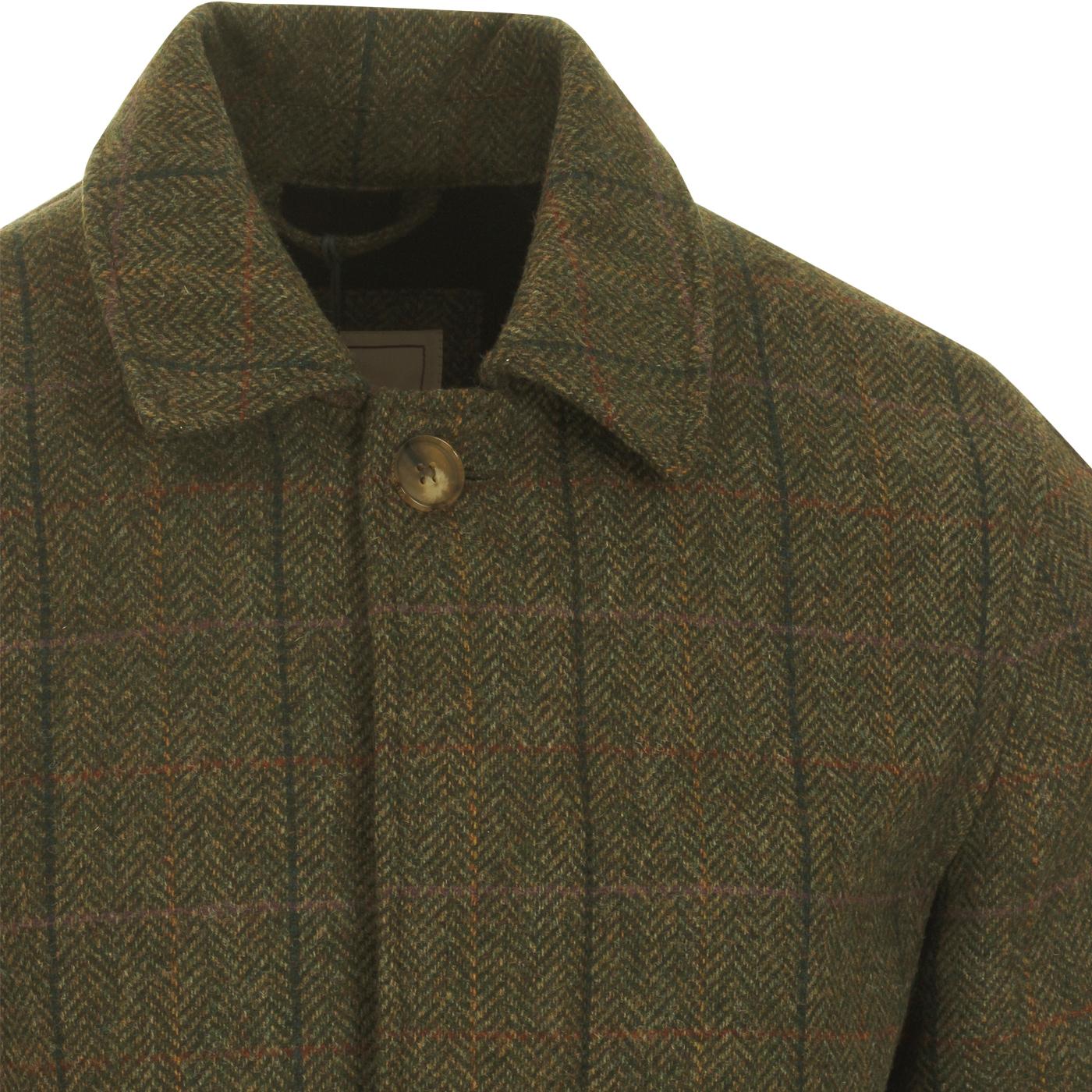 BARACUTA G10 Authentic Fit Tech Shetland Tartan Coat Green