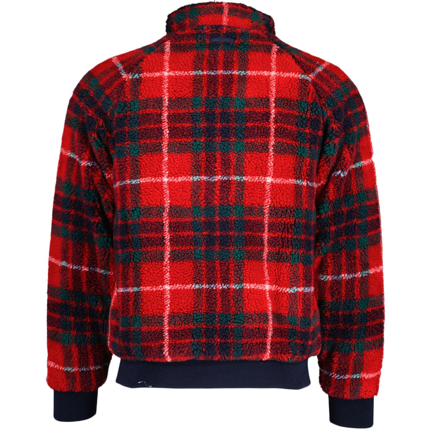 Baracuta Retro G9 Curly Fleece Tartan Harrington Jacket in Red