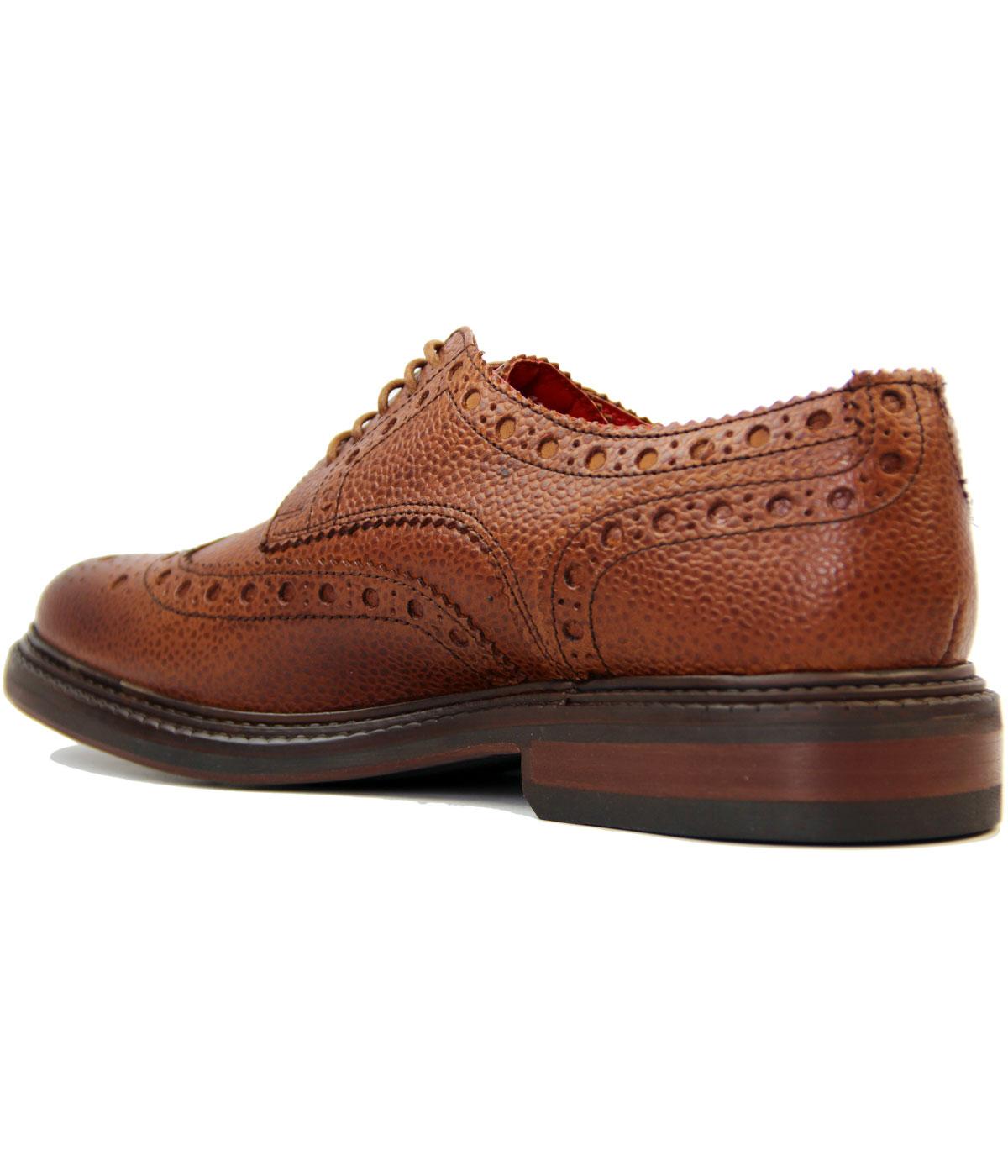 BASE LONDON Faraday Retro Mod Scotch Grain Leather Brogues in Tan