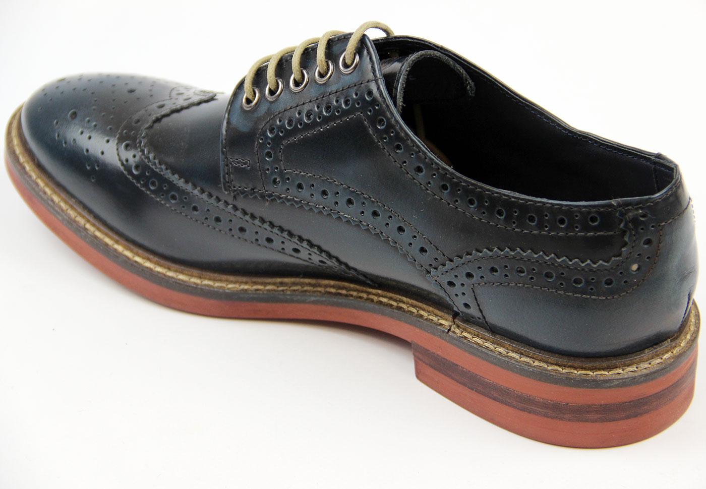 BASE LONDON Woburn Retro Mod High Shine Brogues in Blue