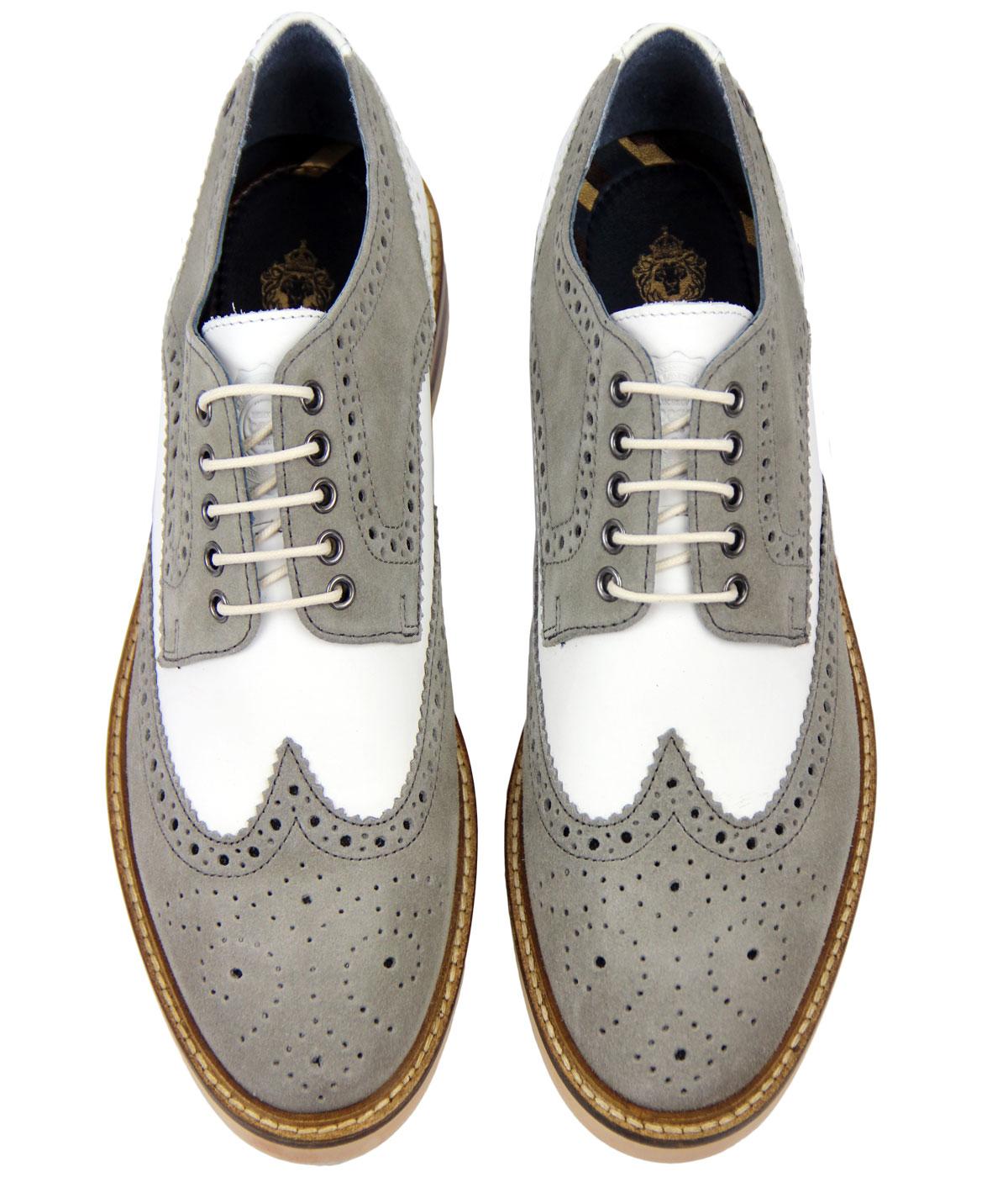 BASE LONDON Woburn Retro 60s Mod 2-Tone Brogues Grey/White