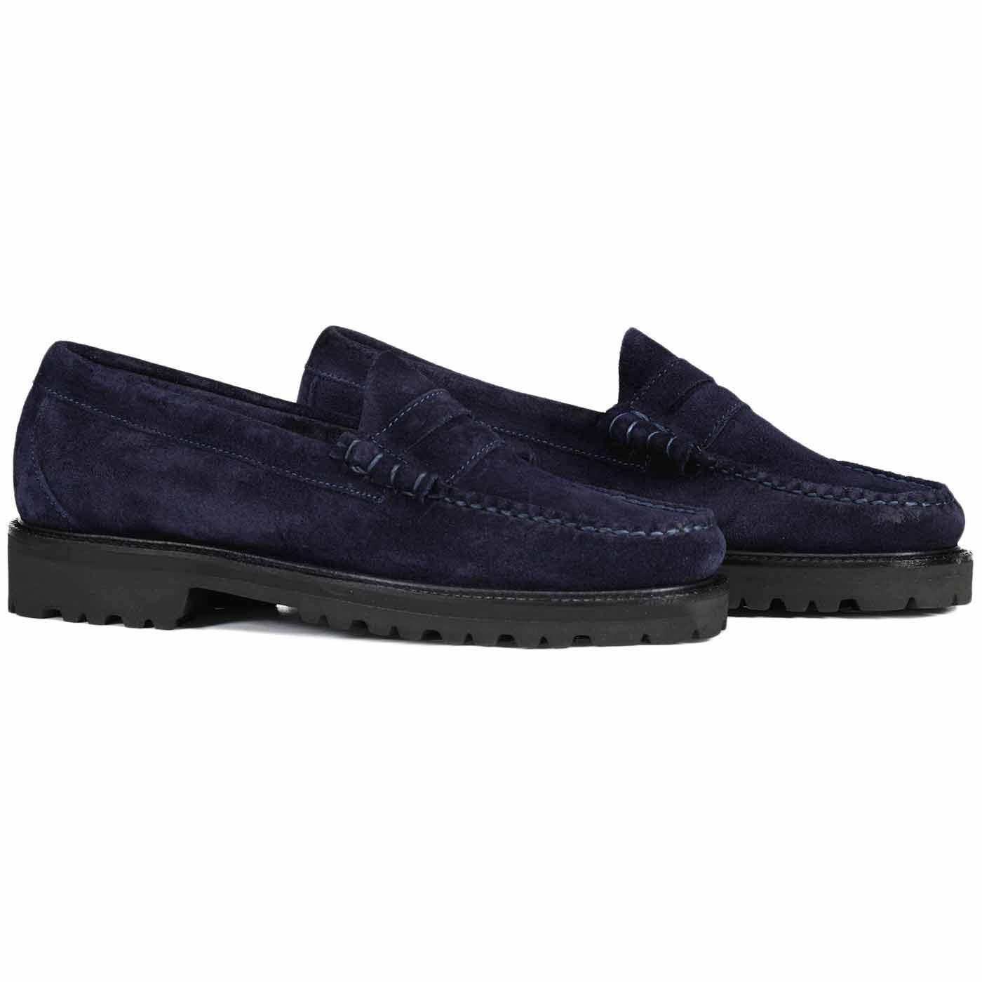 BASS WEEJUNS Larson Suede Mod Weejun 90 Loafers in Navy