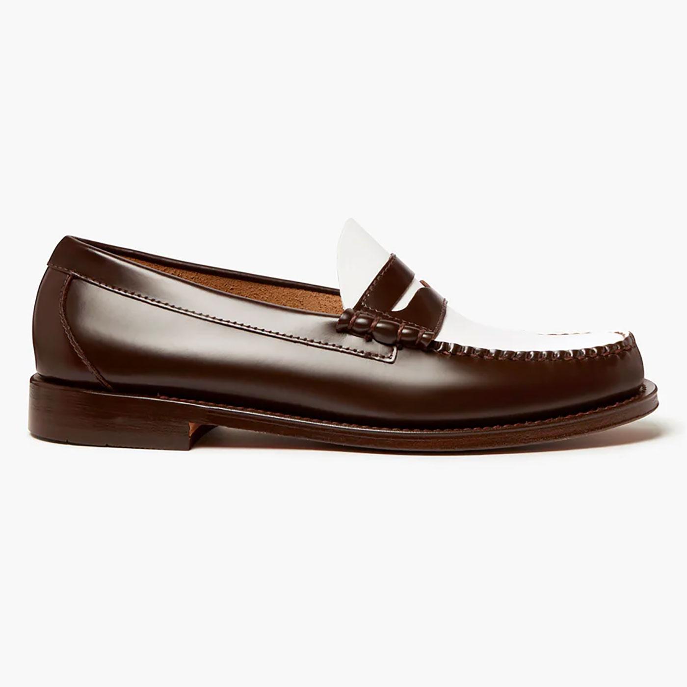 Bass Weejuns Larson Mod Penny Loafers in Dark Brown White