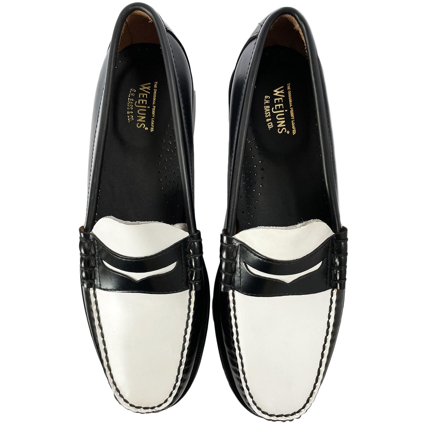 BASS WEEJUNS Larson 2 Tone Mod Penny Loafers Black/White