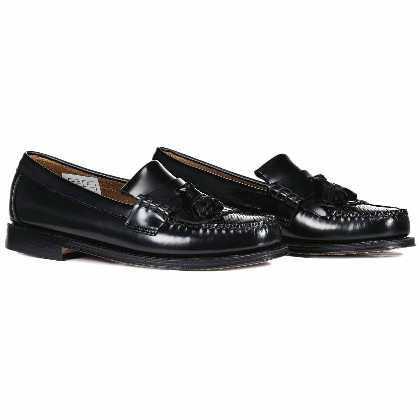 BASS WEEJUNS Layton II Mod Kiltie Perf Leather Loafers Black