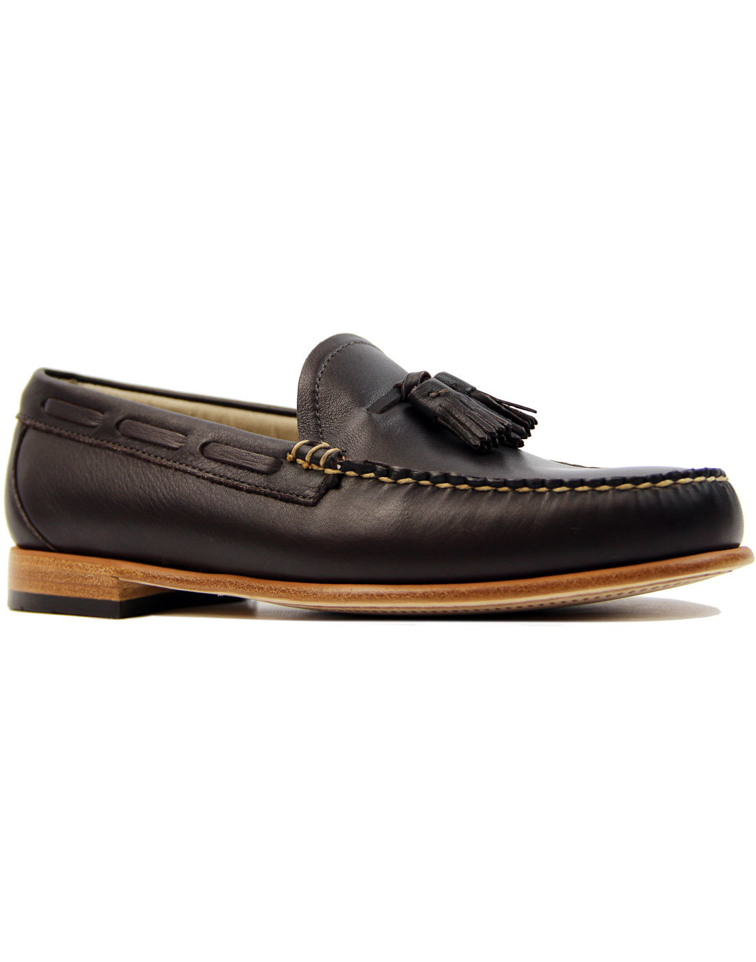 BASS WEEJUNS Palm Spring Larkin Retro Mod Leather Loafers Brown
