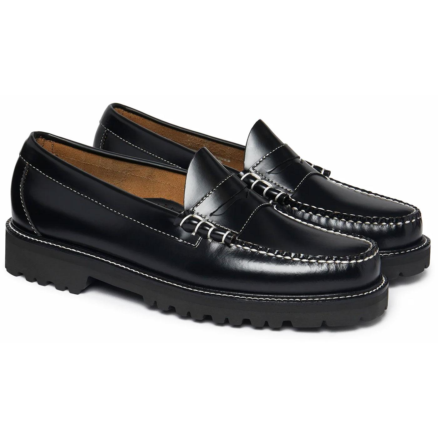 Bass Weejuns 90s Larson Contrast Stitch Penny Loafers in Black