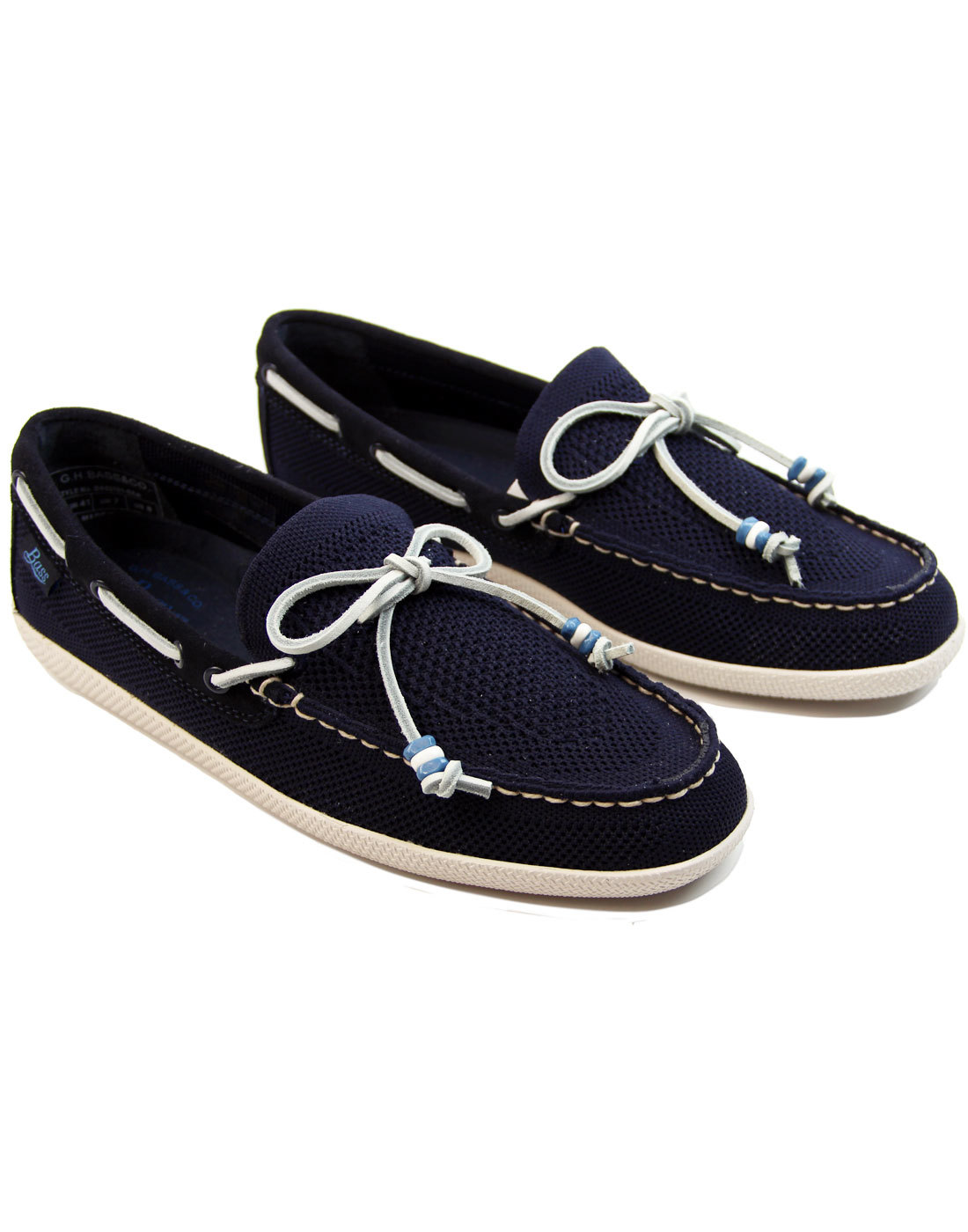 BASS WEEJUNS Wilton Driver Retro Mod Waffle Driving Shoes in Navy