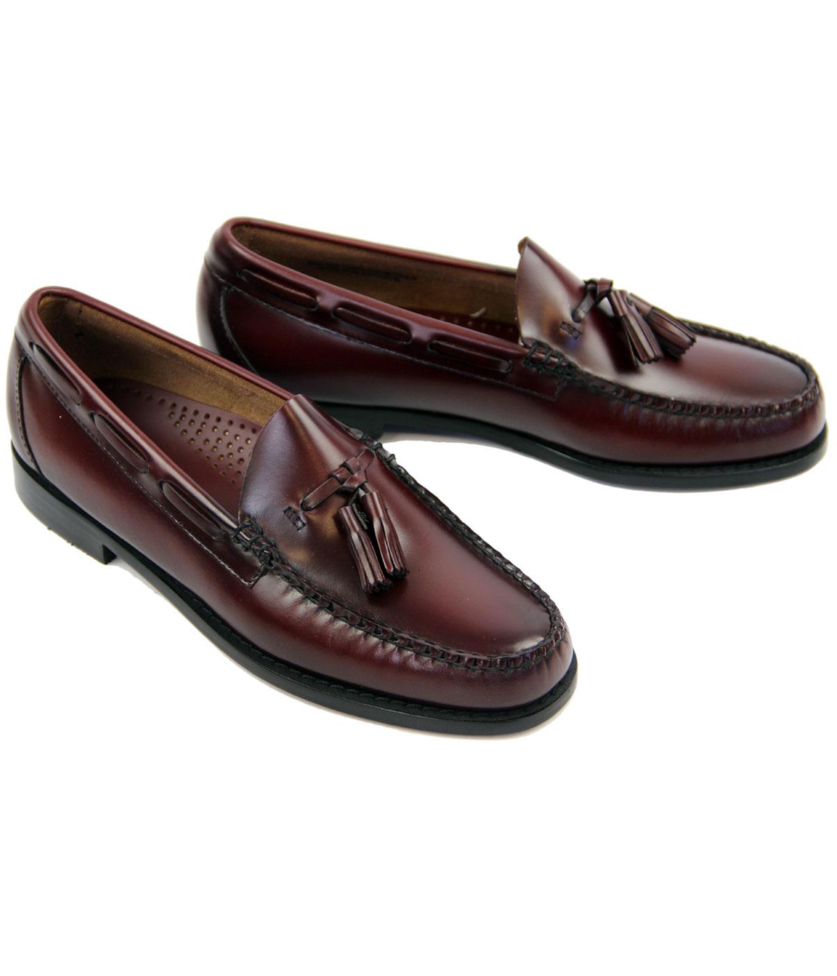 BASS WEEJUNS Larkin Retro Mod Hand Sewn Tassel Loafers in Wine