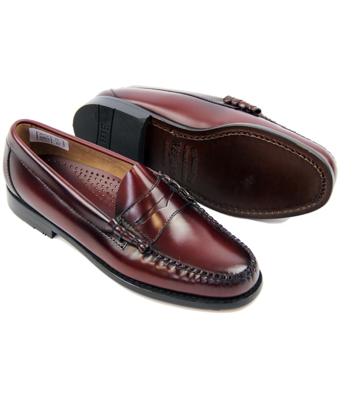 BASS WEEJUNS Larson Retro Mod Penny Loafer Shoes in Wine Leather