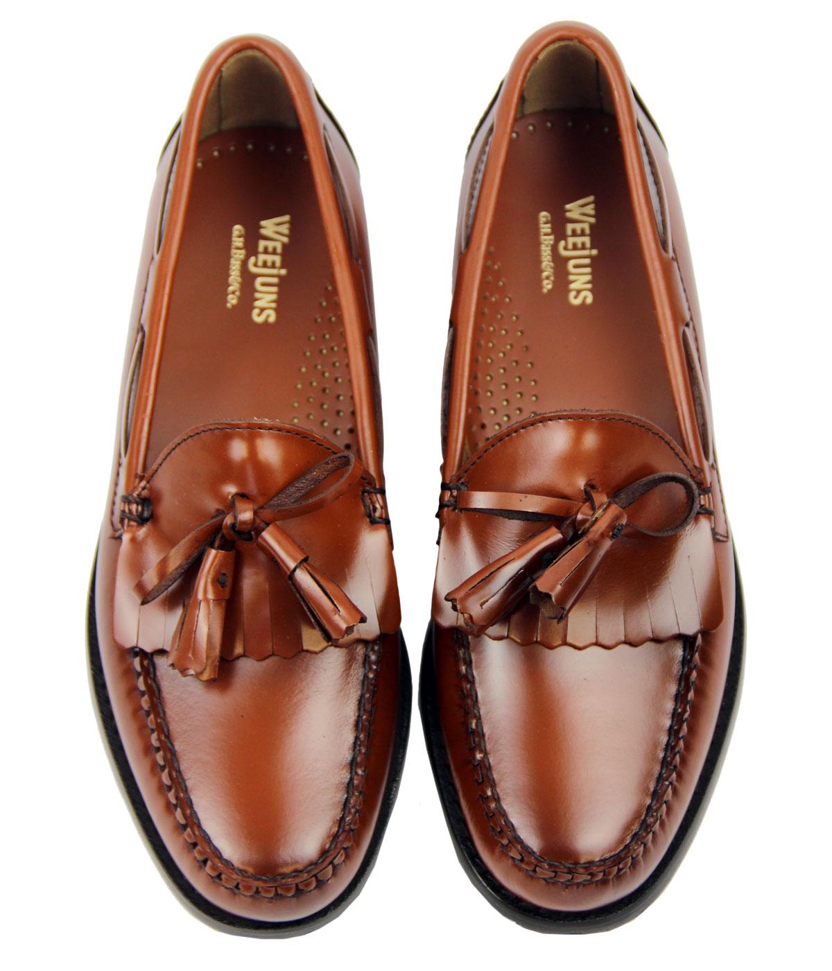 BASS WEEJUNS Layton Retro Mod Mid Brown Tassel Fringe Loafers