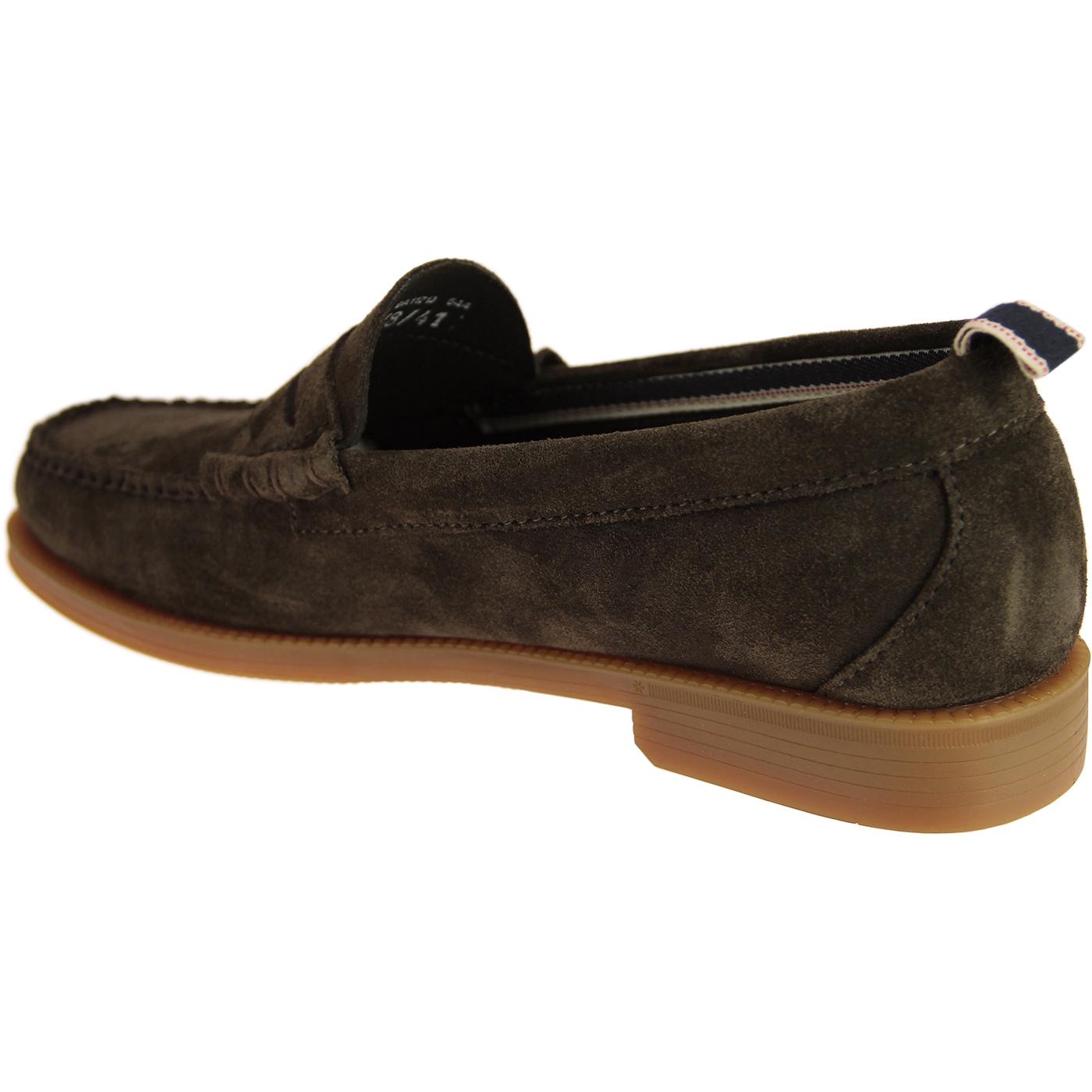 BASS WEEJUNS Larson Suede Beef Roll Loafers Dark Brown