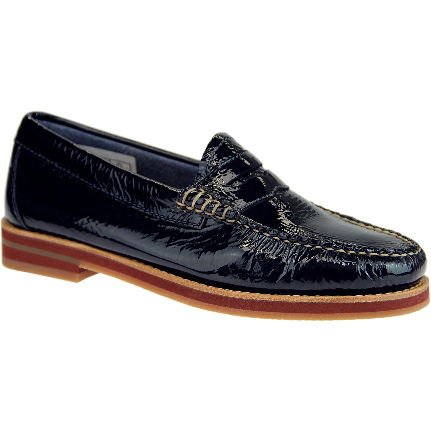 Spring BASS WEEJUNS 60s Penny Wrinkle Loafers NAVY