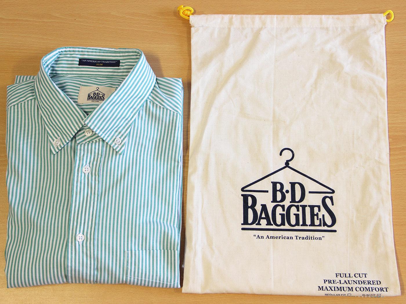 klein Haringen Gedragen B D BAGGIES Dexter Retro Mod Slim Fit Bengal Stripe Shirt Green