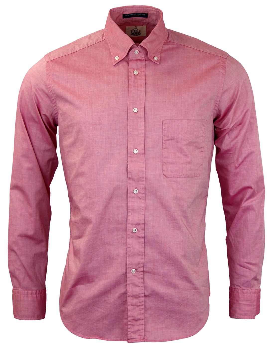 B D BAGGIES Bradford Retro Mod L/S Oxford Shirt in Pink
