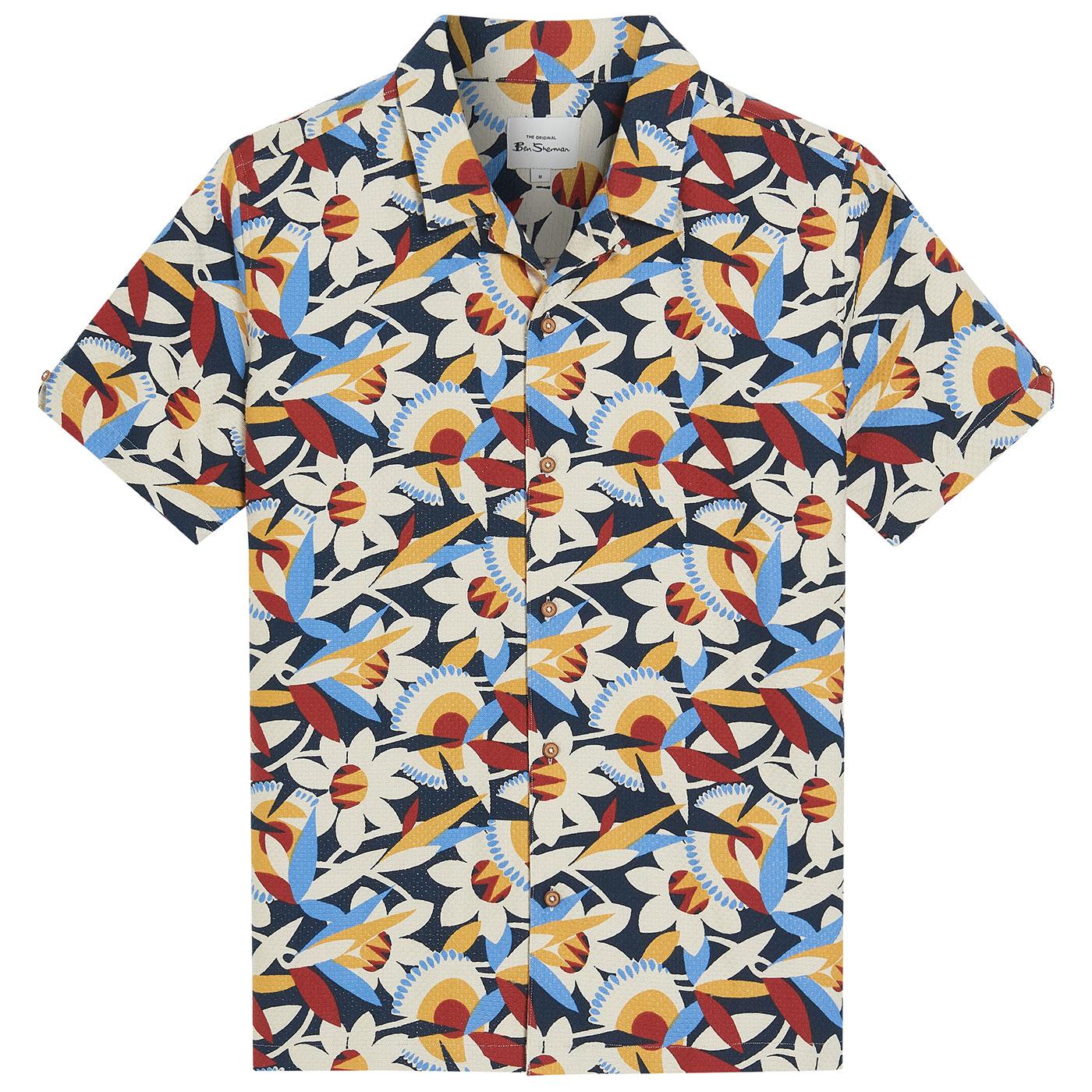 Ben Sherman Abstract Floral Print Cuban Shirt DN