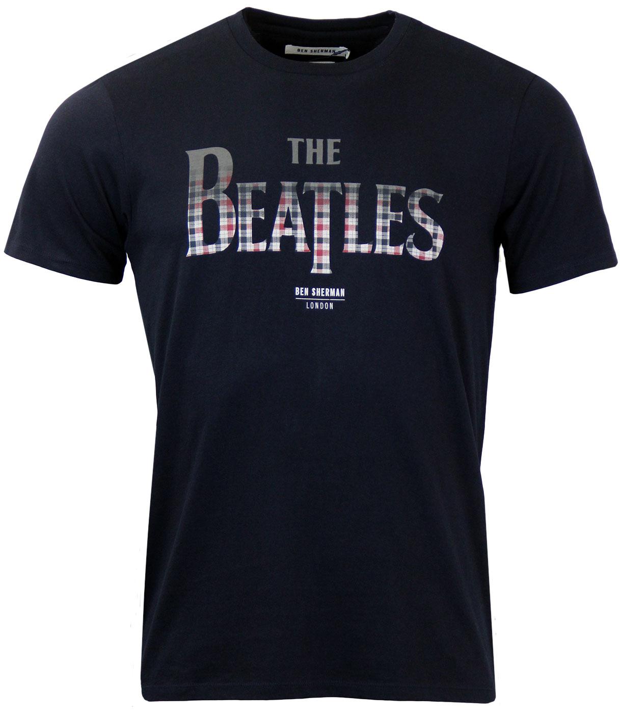 BEN SHERMAN The Beatles Gingham Logo Retro T-shirt