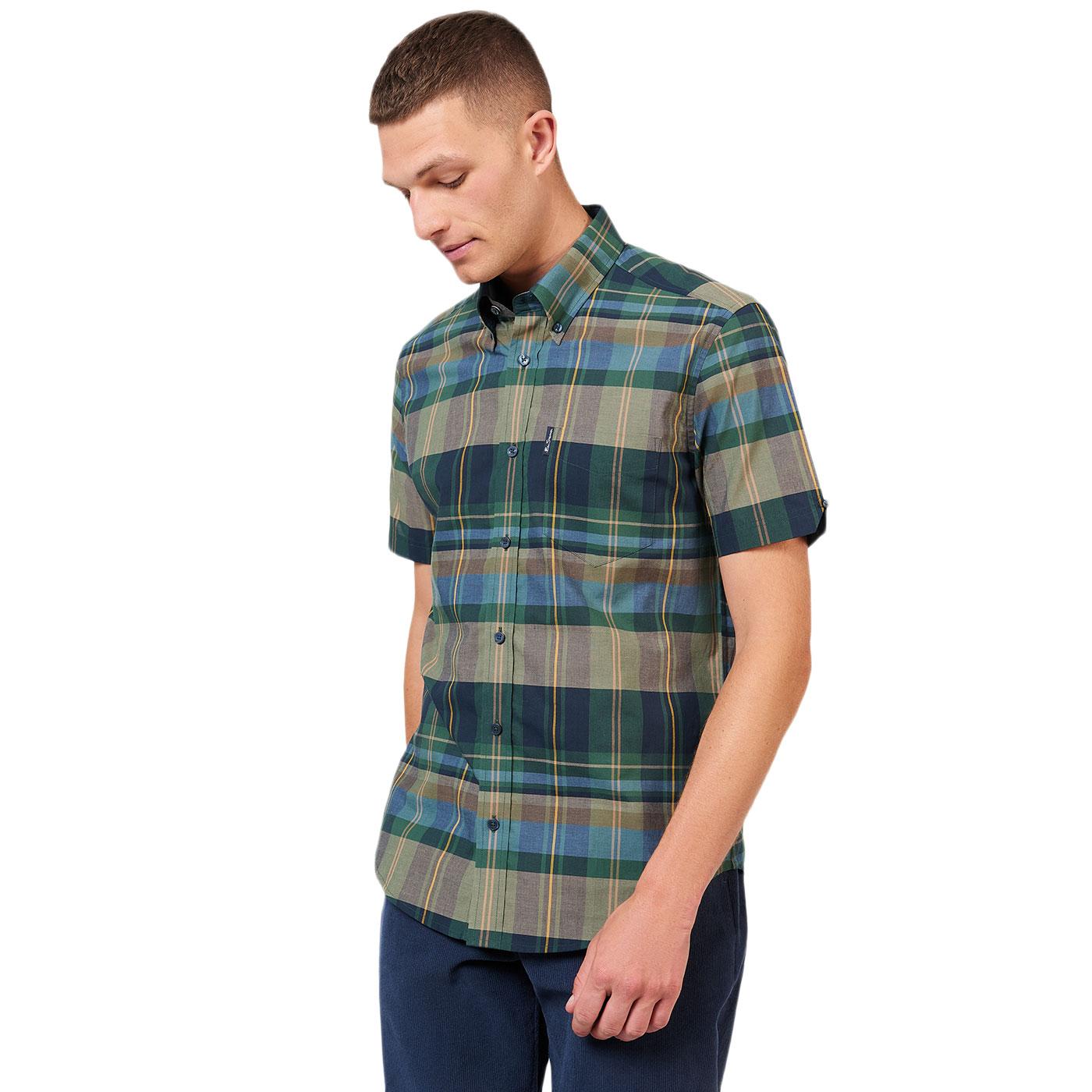 Ben Sherman Irregular Tartan Check Mod Shirt in Fraser Green