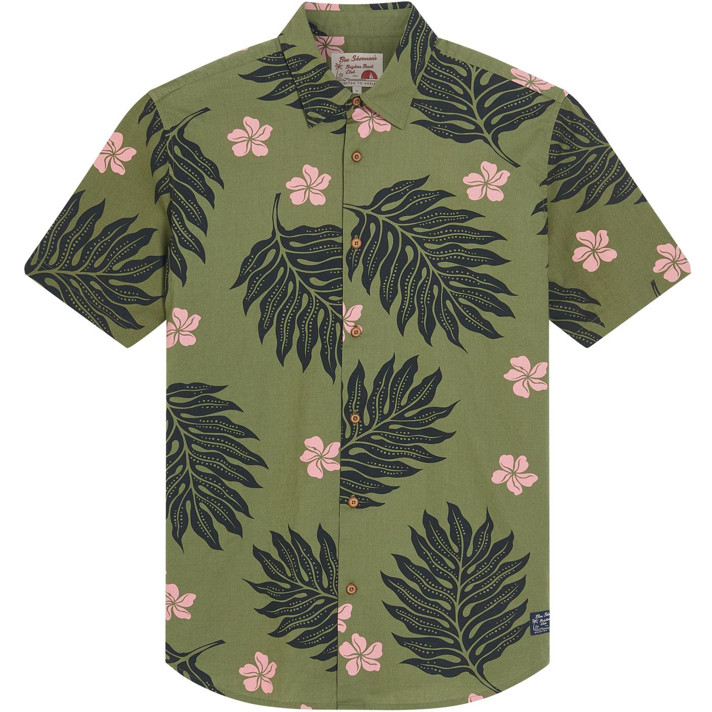 Ben Sherman Men's Retro Botanical Print SS Shirt O