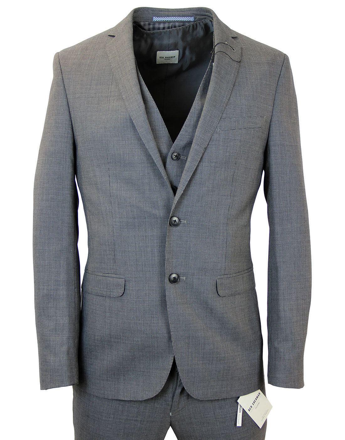 BEN SHERMAN Micro Dogtooth 2 Button Suit Jacket