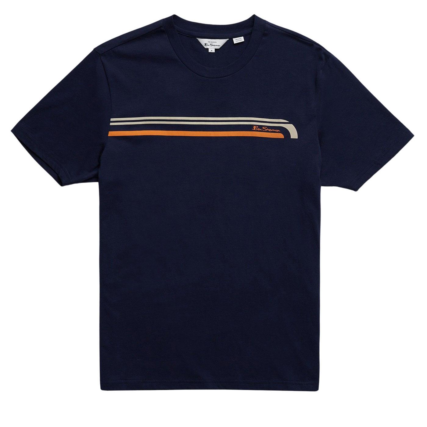 BEN SHERMAN Mens Retro Mod Chest Stripe T-Shirt M