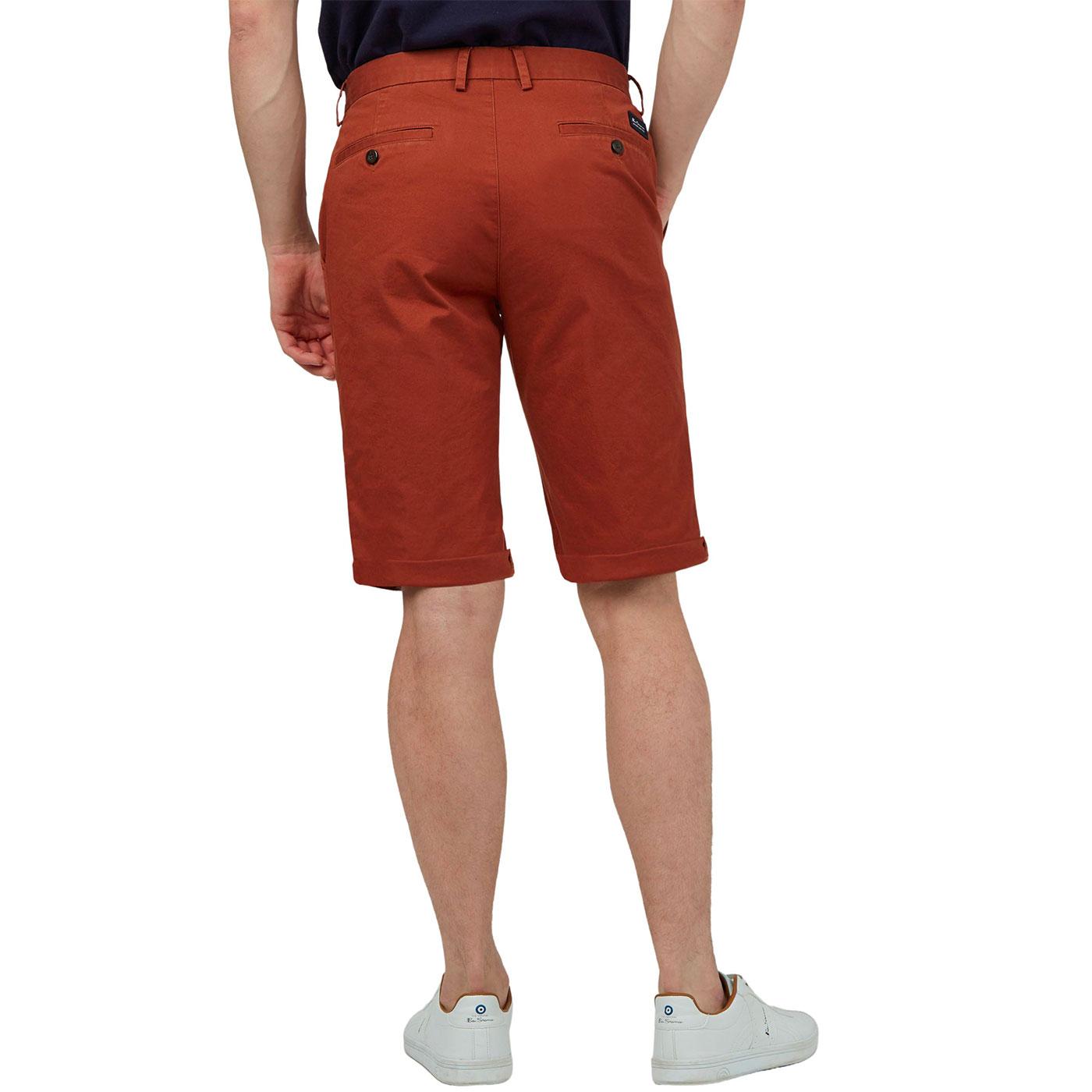 BEN SHERMAN Men's Retro Mod Chino Shorts in Brick Red