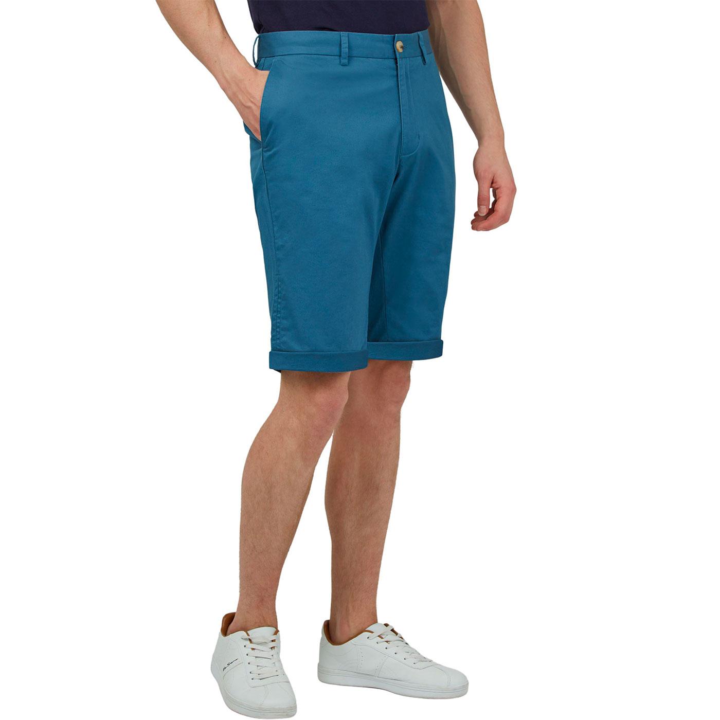 BEN SHERMAN Men's Retro Mod Chino Shorts in Wedgewood Blue
