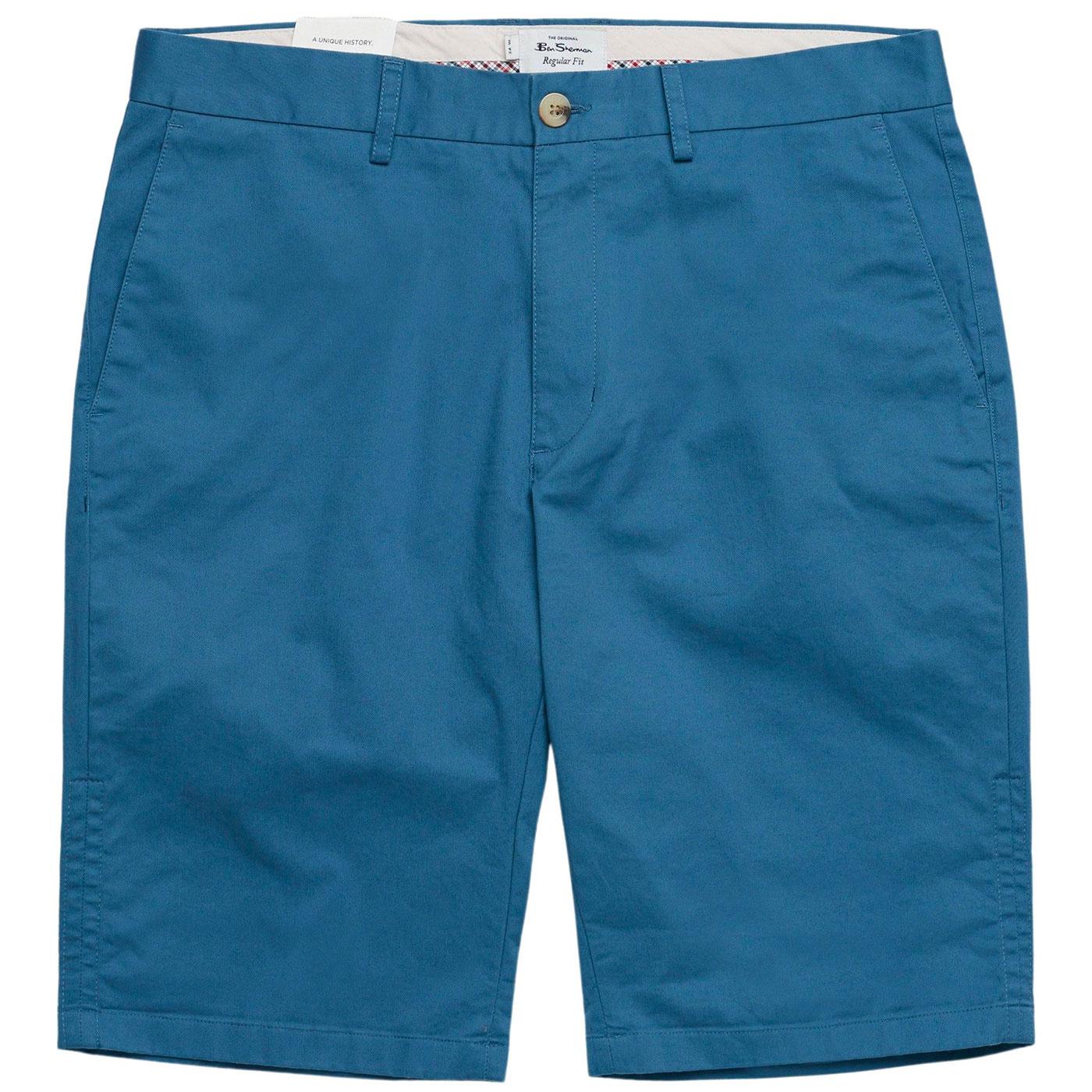 BEN SHERMAN Men's Retro Mod Chino Shorts in Wedgewood Blue