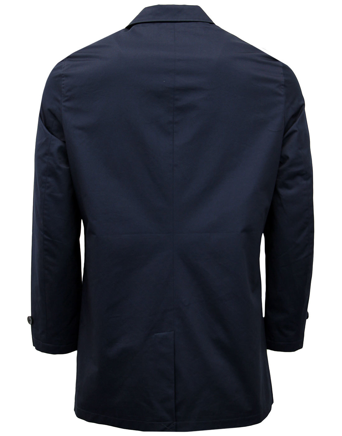 BEN SHERMAN Men's Retro 1960s Mod Cotton Mac Coat Jacket in Navy