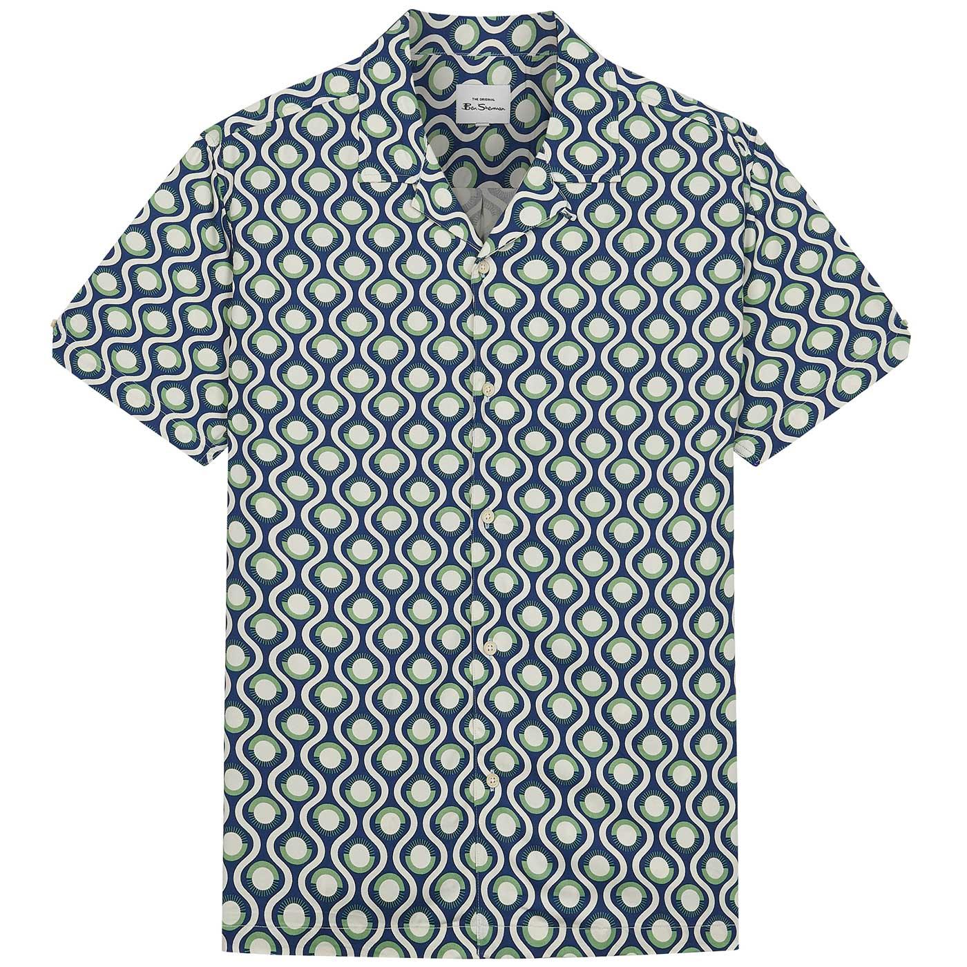 Ben Sherman Retro 60s Geo Print Camp Collar Shirt 
