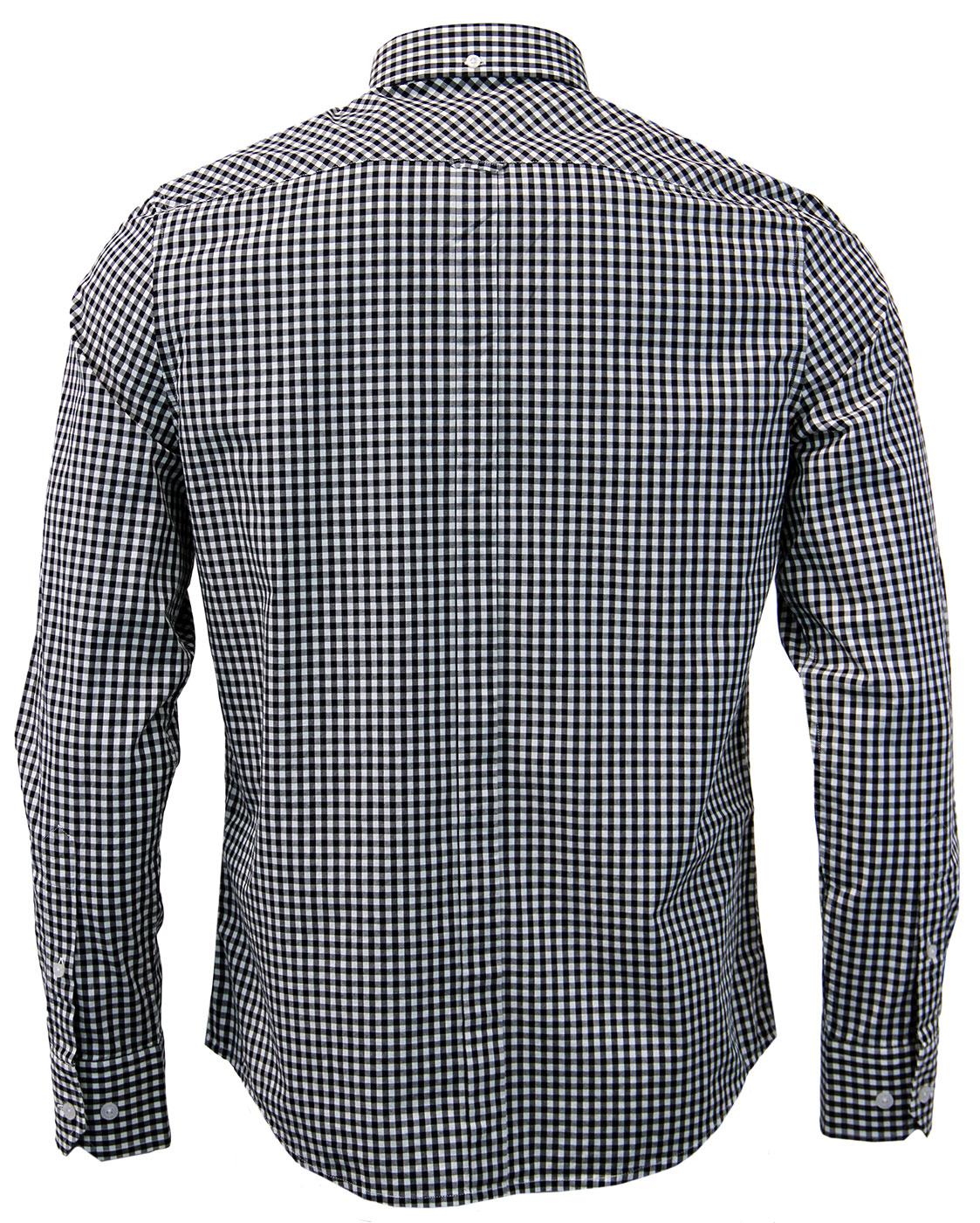 Ben Sherman Retro 60s Mod Gingham Button Down Shirt Black