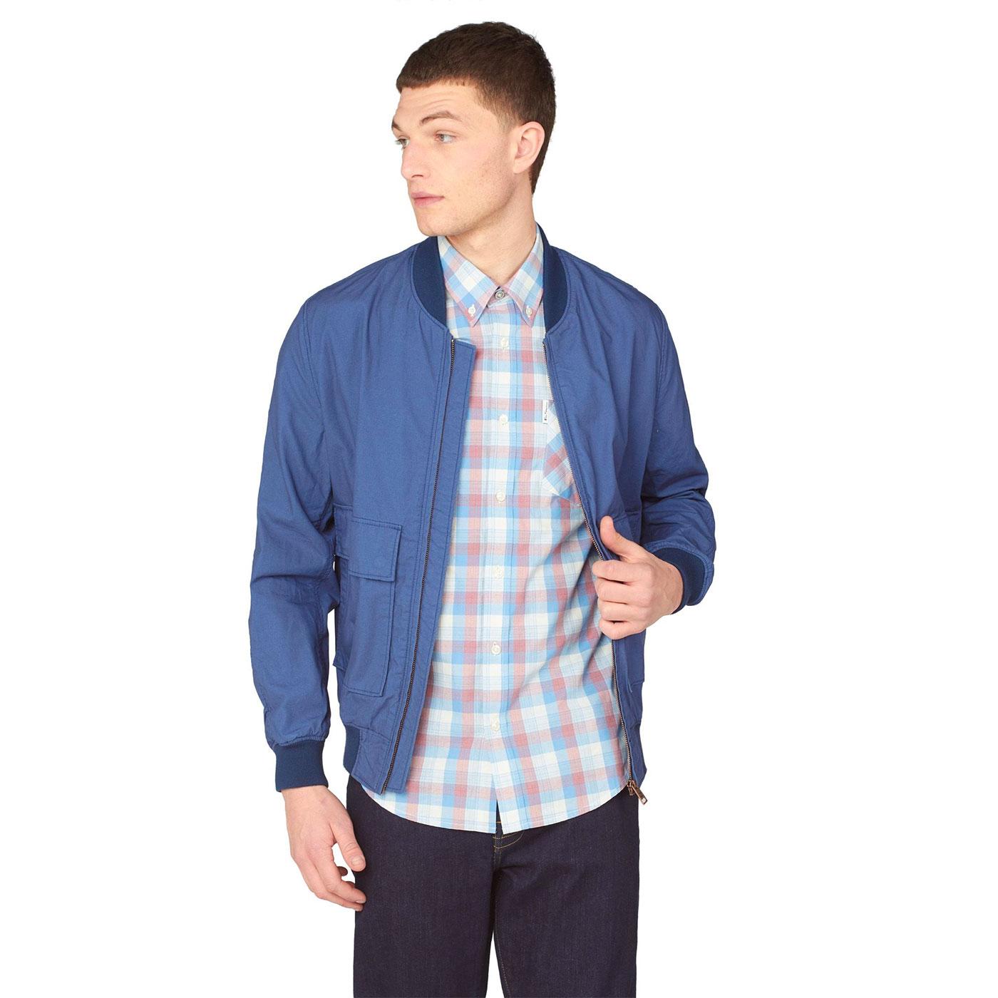 BEN SHERMAN Retro Mod 70s Gradient Check Shirt in Blue