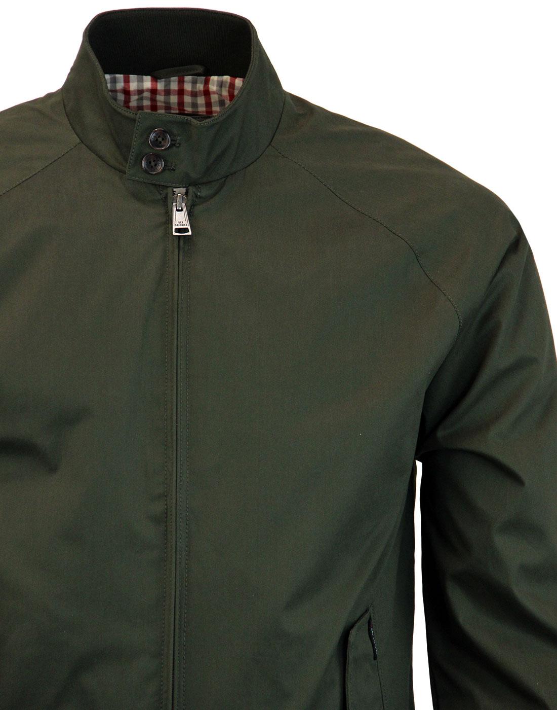 BEN SHERMAN Men's 1960s Mod Retro Harrington Jacket in Dark Green