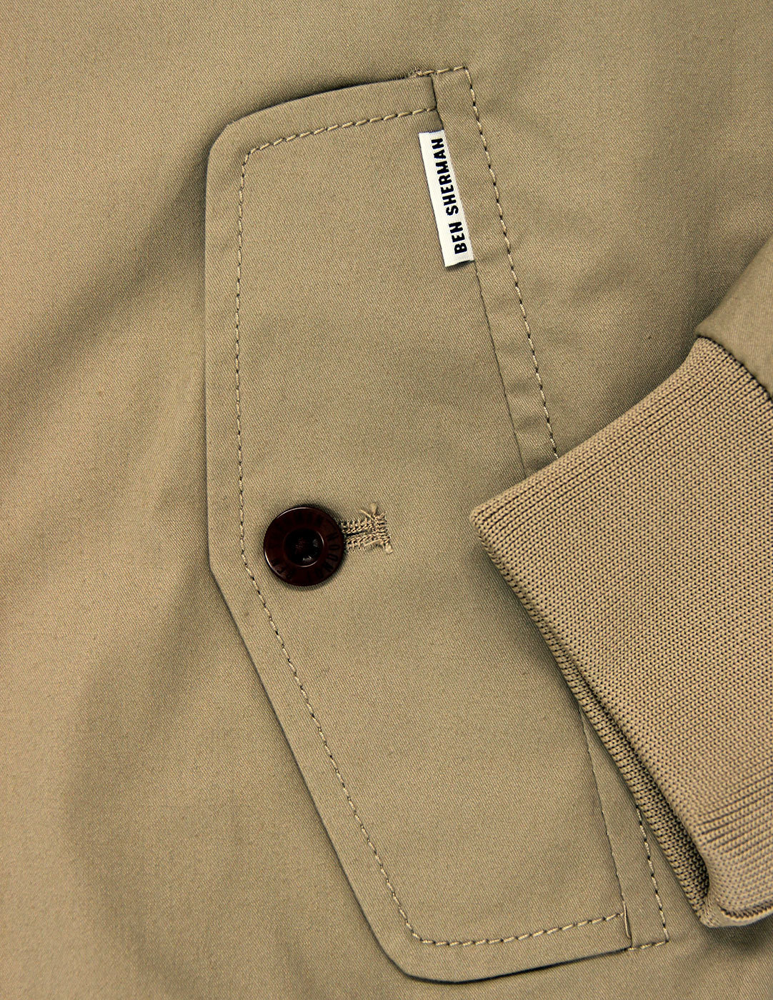 BEN SHERMAN Retro 60s Mod Cotton Harrington Jacket in Sand