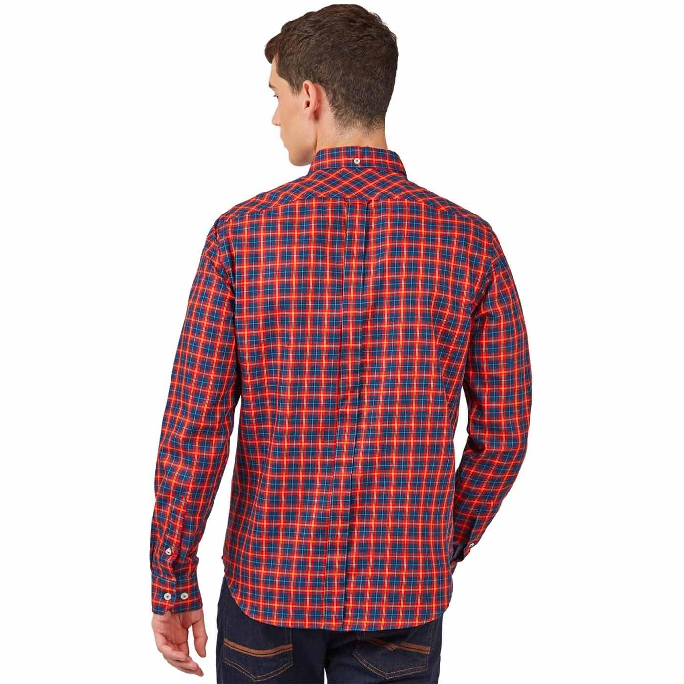 BEN SHERMAN 60s Mod House Tartan Check L/S Shirt in Red