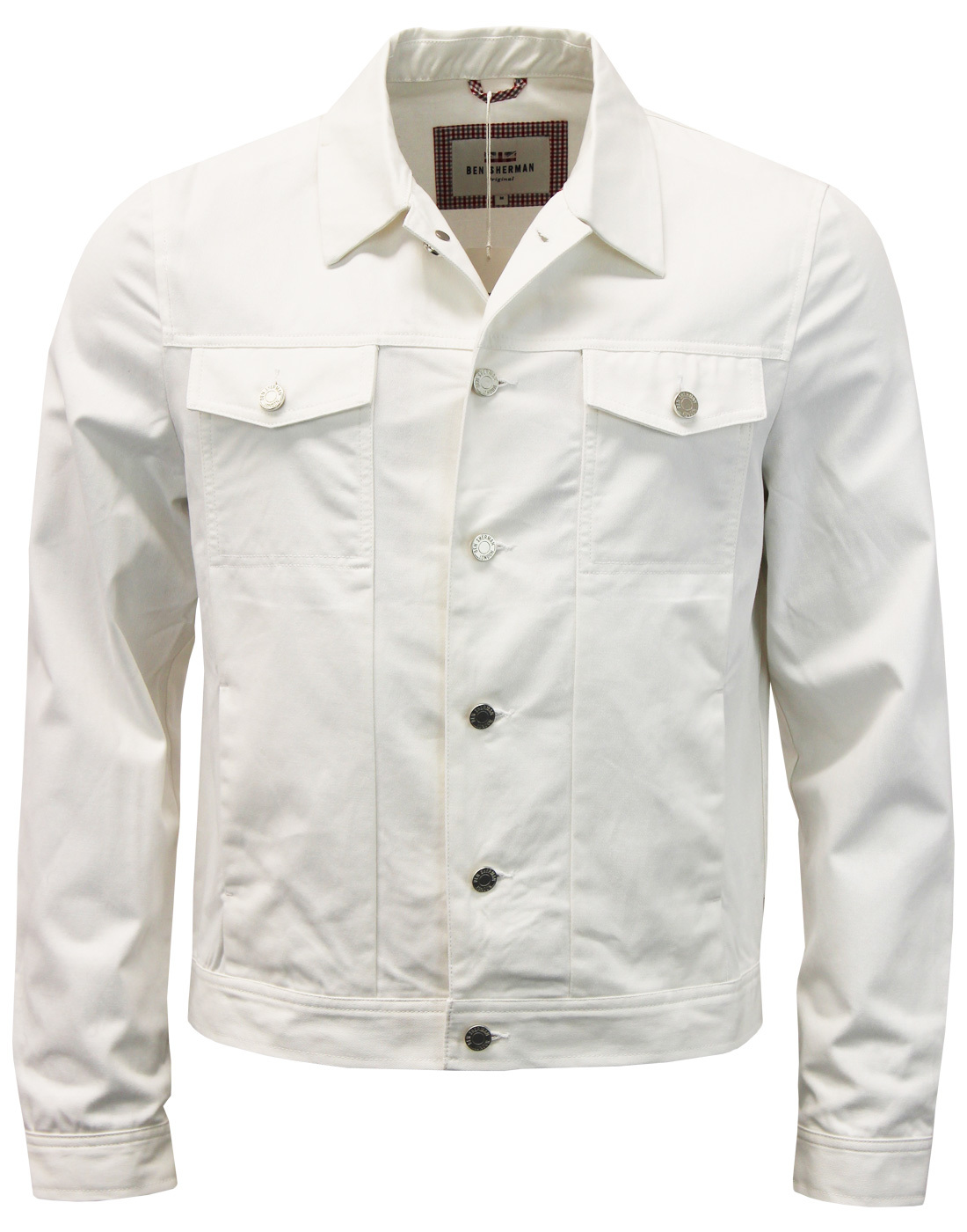 BEN SHERMAN Retro Indie Modern Trucker Jacket in Bright White