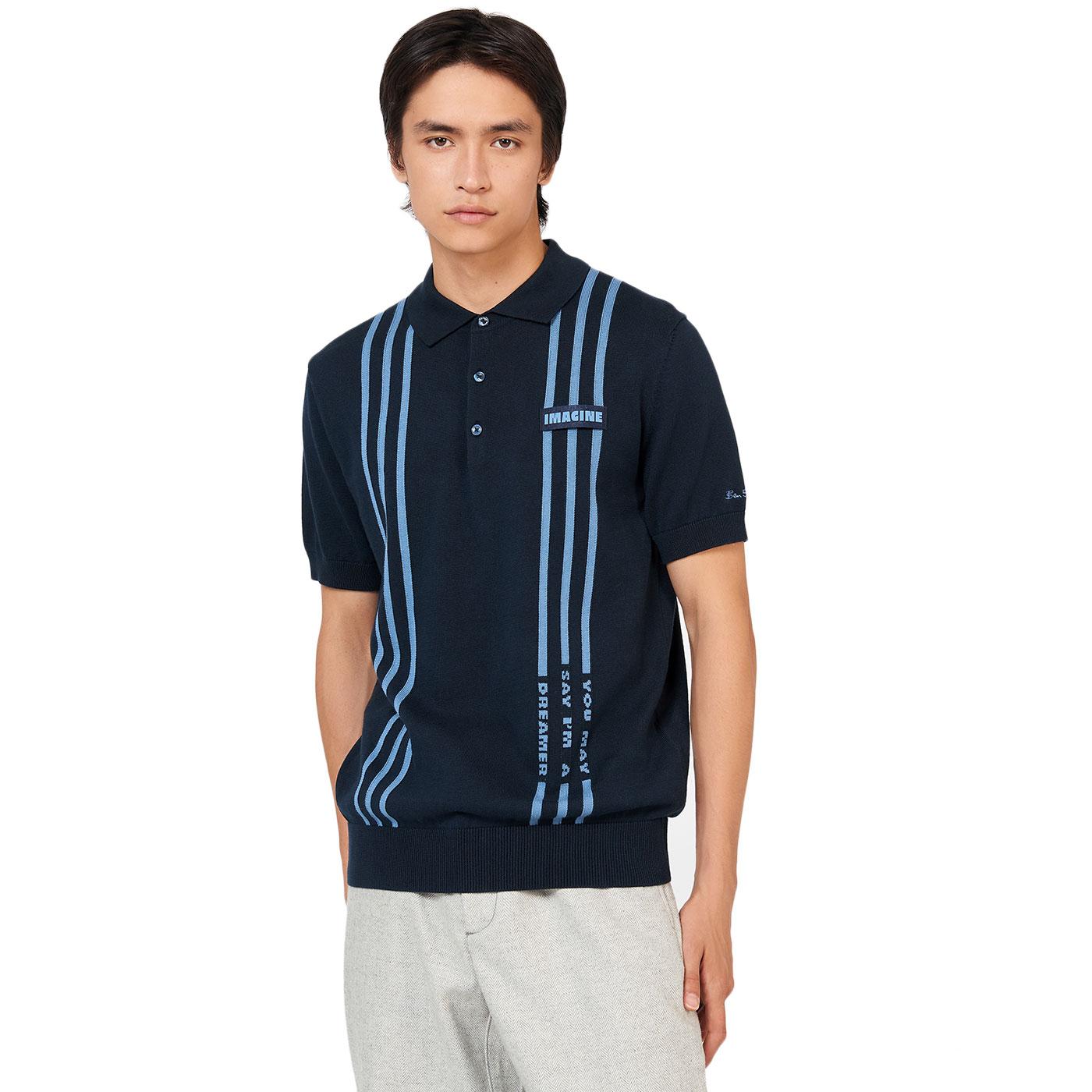 Ben Sherman x John Lennon Imagine Knitted Polo in Dark Navy