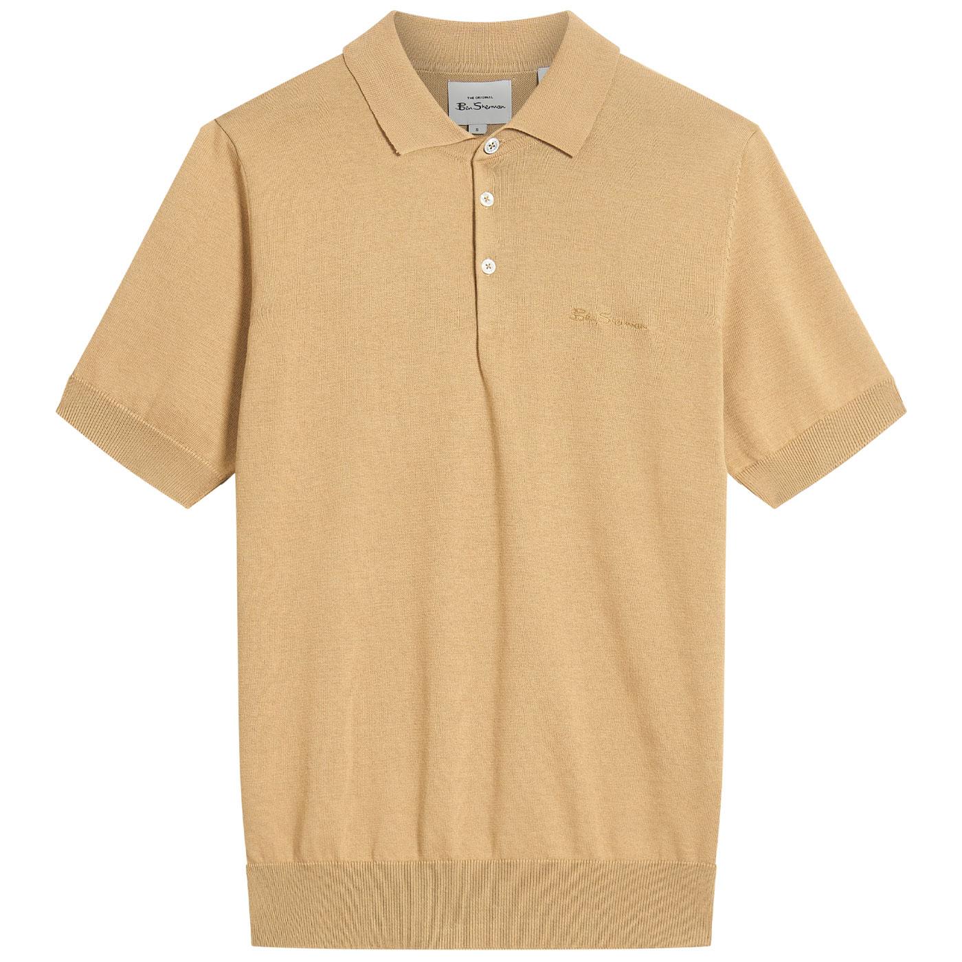 Ben Sherman Signature Knitted Mod Polo Shirt Sand