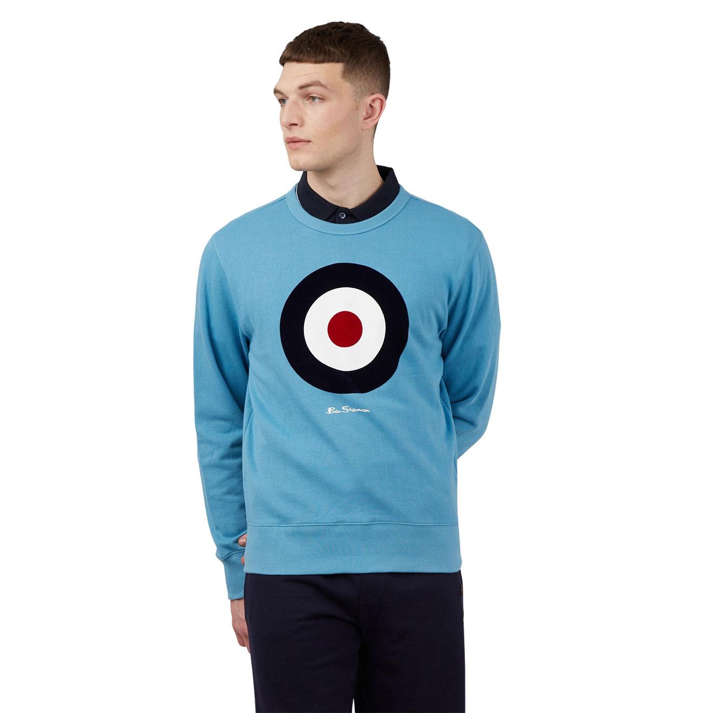 BEN SHERMAN Flock Mod Target Logo Sweatshirt in Kingfisher