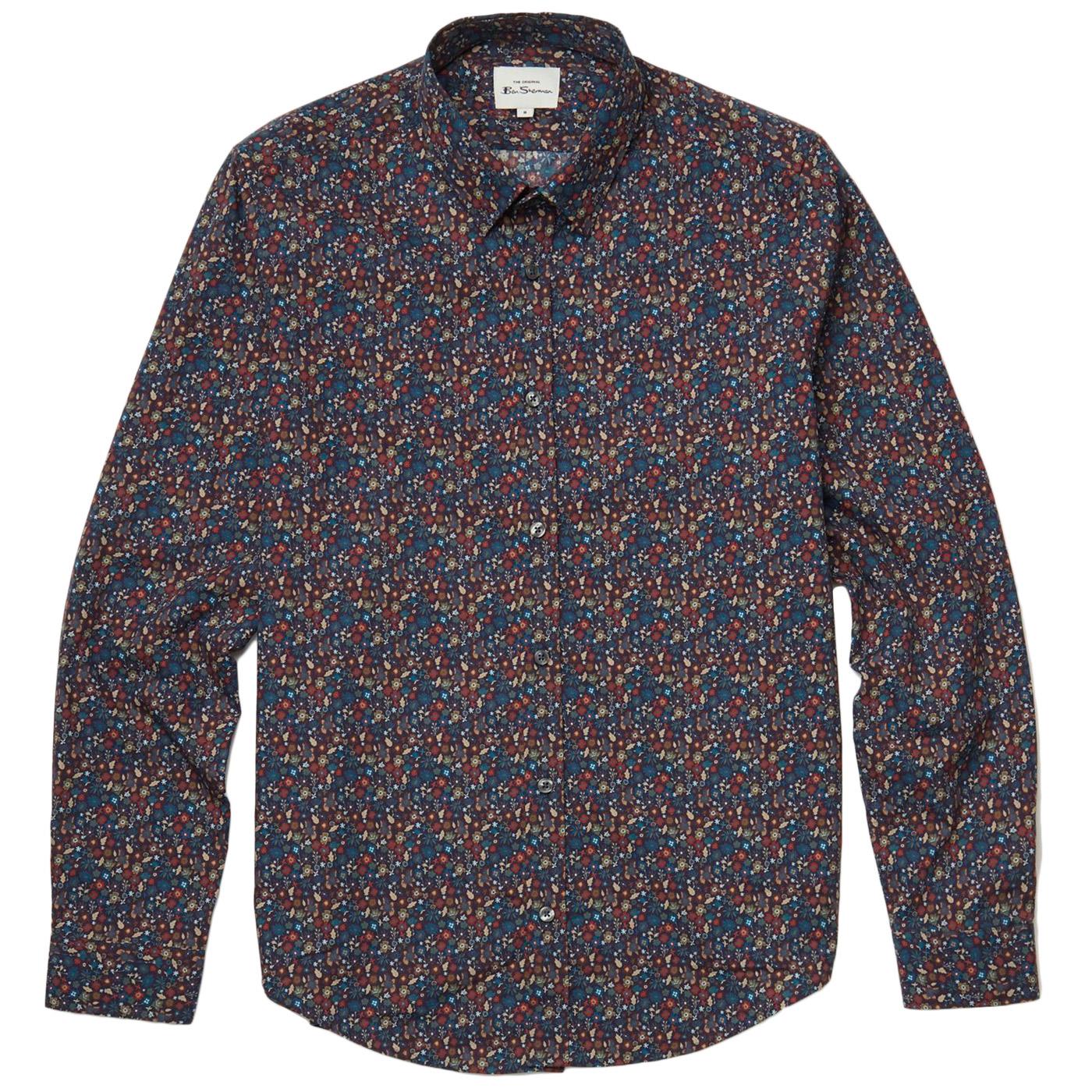 BEN SHERMAN Mod Multicolour Floral Shirt MIDNIGHT