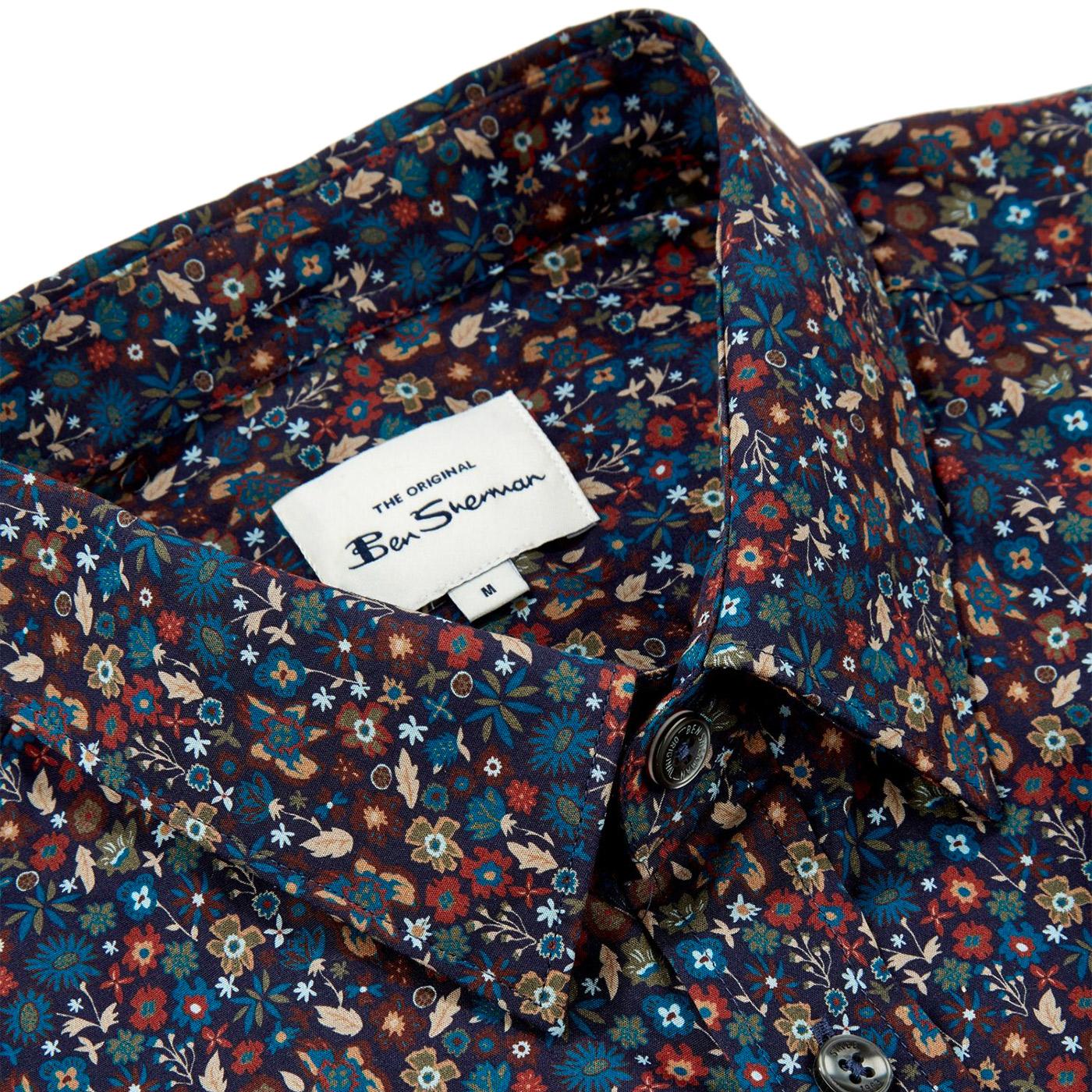 BEN SHERMAN 1960s Mod Multicolour Floral Shirt in Midnight