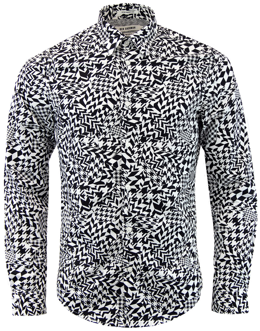 BEN SHERMAN Optical Dogtooth Abstract Mod Shirt
