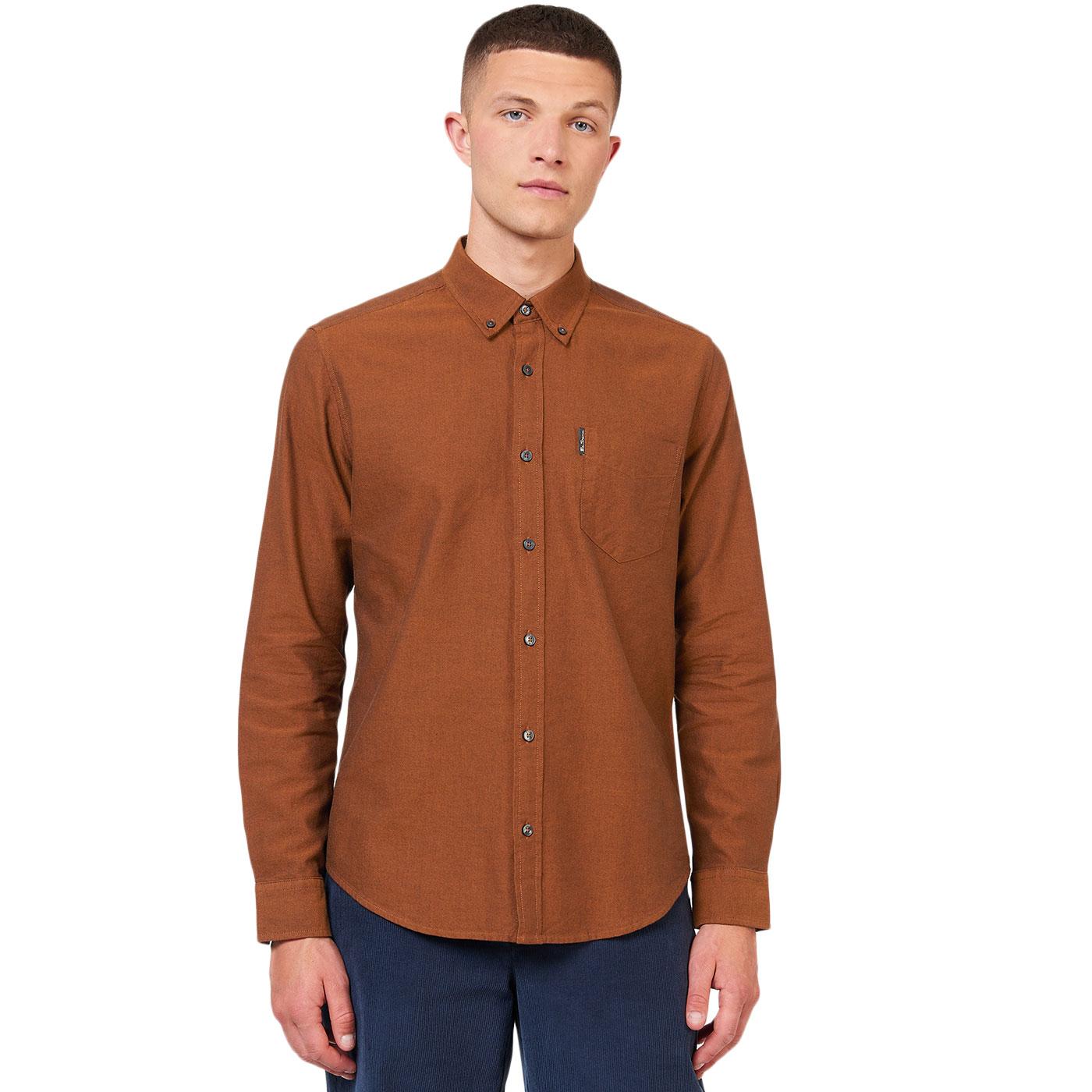 Ben Sherman Retro Mod Button Down Oxford Shirt Burnt Orange