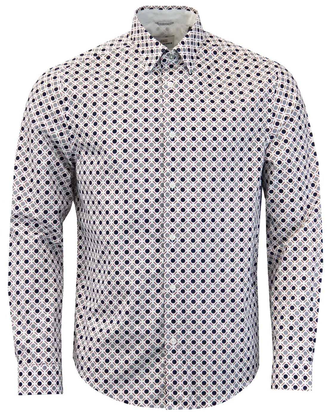 BEN SHERMAN Retro 60s Mod Spot Chambray Shirt (W)