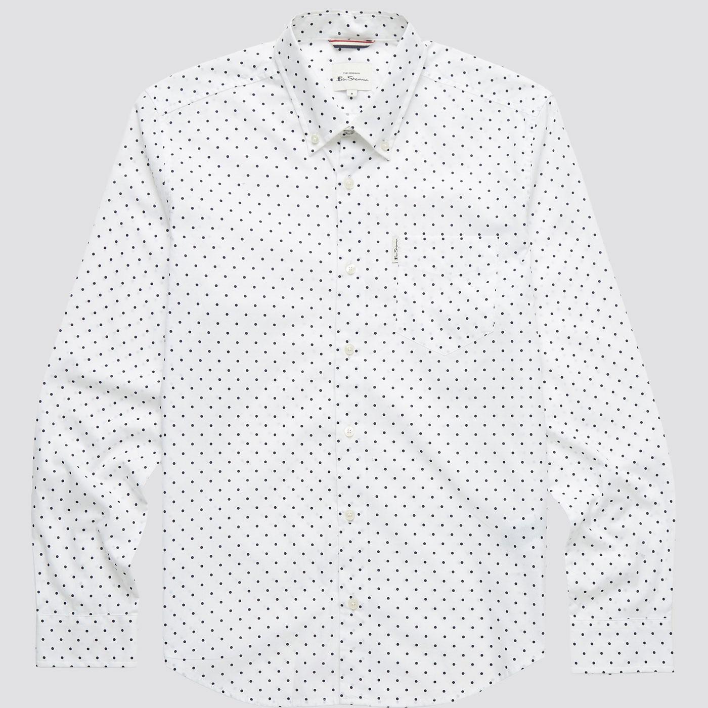 Ben Sherman Retro Mod Polka Dot Oxford Shirt White